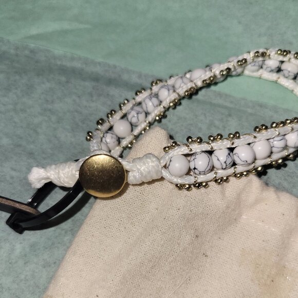 NWT! JCrew White/Black Marble Stone/Cloth Bracelet - Picture 2 of 2